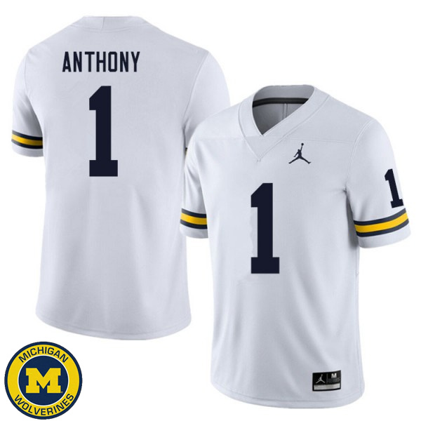 Mens University of Michigan #1 Andrel Anthony White High School Jersey